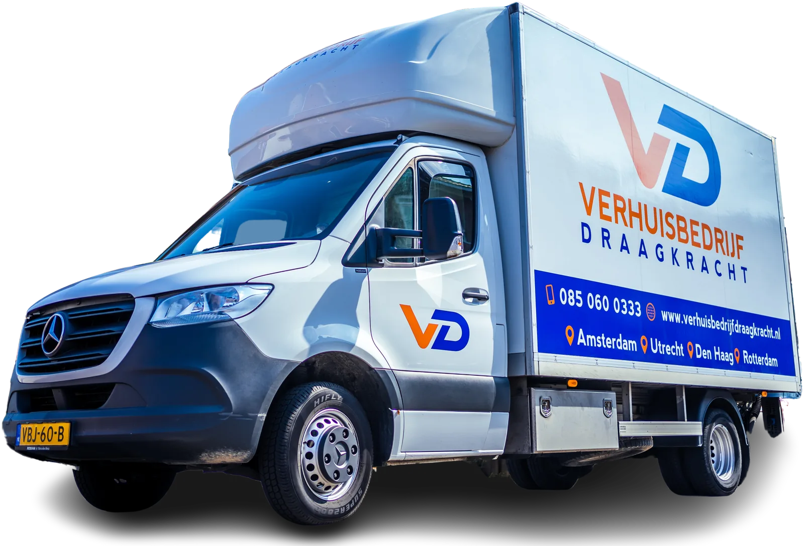 Bakwagen van Verhuisbedrijf Draagkracht waarmee wij ritten combineren